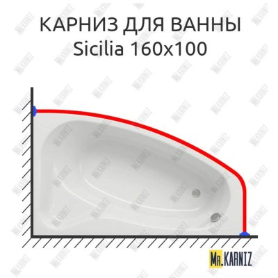Карниз для ванны Cersanit Sicilia 160х100 Усиленный 20 мм MrKARNIZ