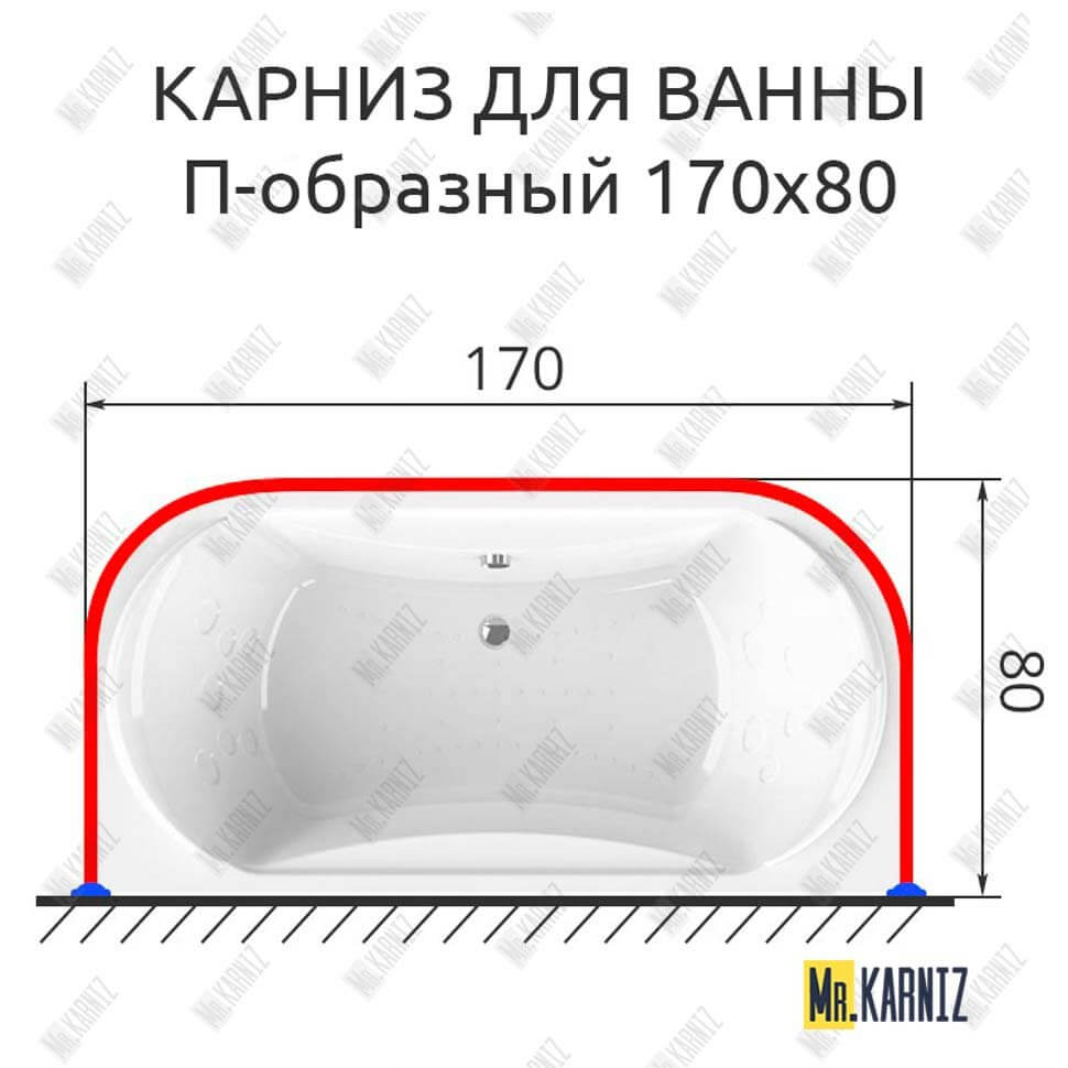 Карниз для ванны П-образный 170х80 (Усиленный 25 мм) MrKARNIZ