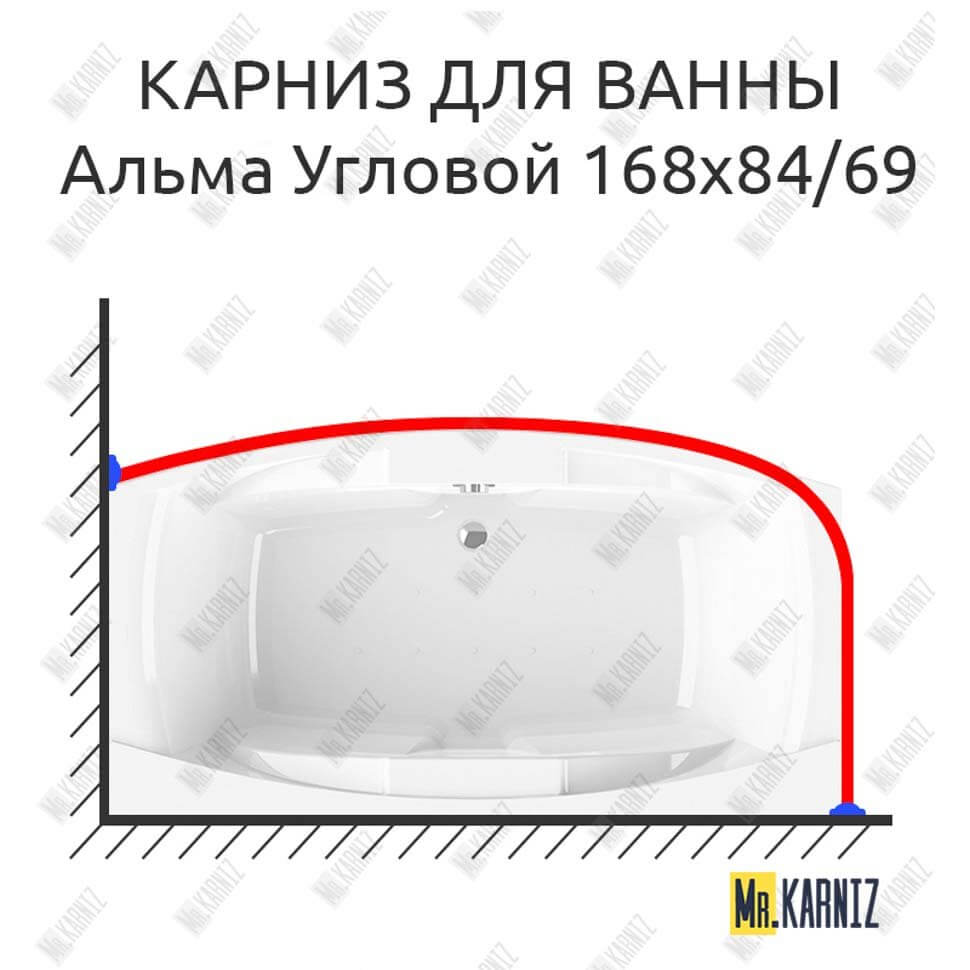 Карниз для ванны Radomir Альма Угловой 168х84/69 (Усиленный 25 мм) MrKARNIZ