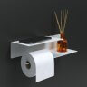 Держатель для туалетной бумаги и освежителя с полочкой настенный металлический Белый 30x11x7 Левый фото 1