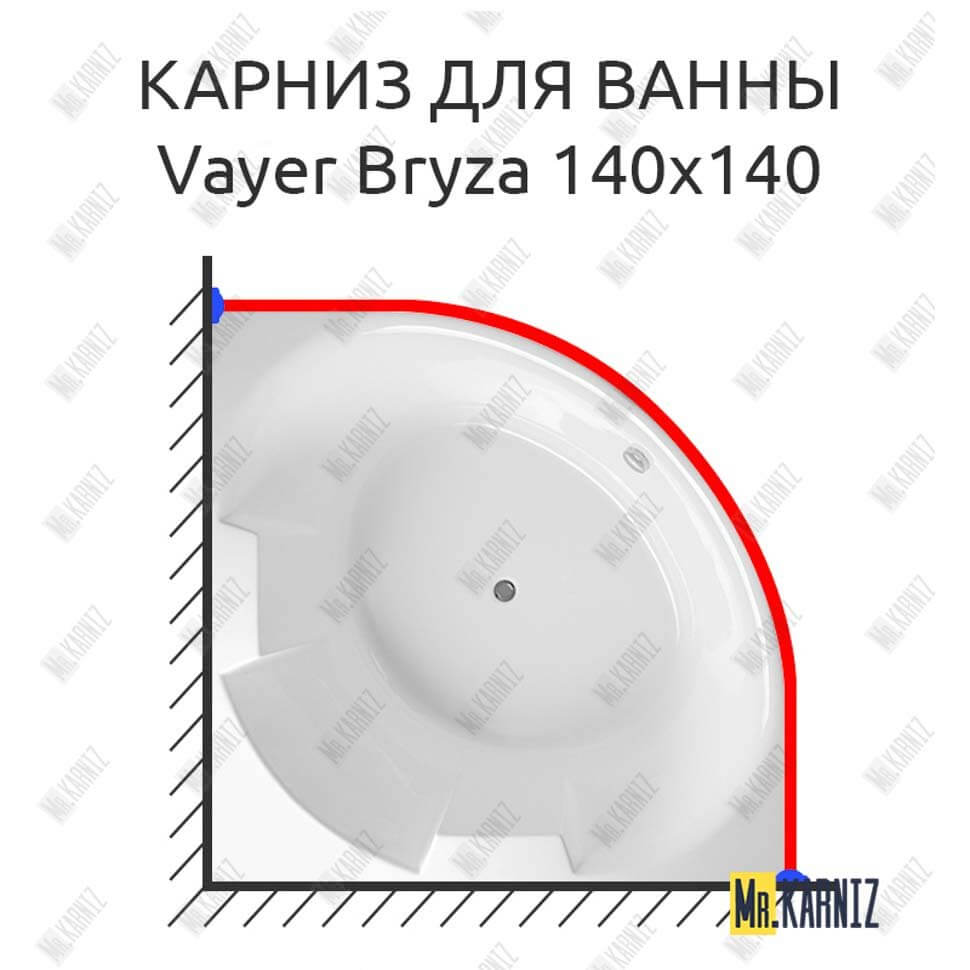 Карниз для ванны Relisan Vayer Bryza 140х140 (Усиленный 25 мм) MrKARNIZ