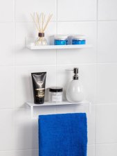 Держатель для полотенец и настенная навесная полка для ванной комнаты 30 см  Белая