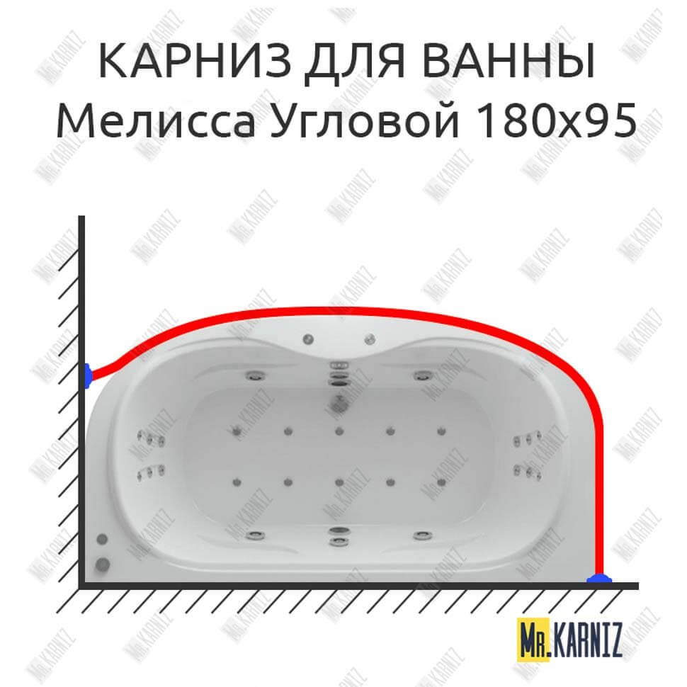 Карниз для ванны Aquatek Мелисса Угловой 180х95 (Усиленный 25 мм) MrKARNIZ