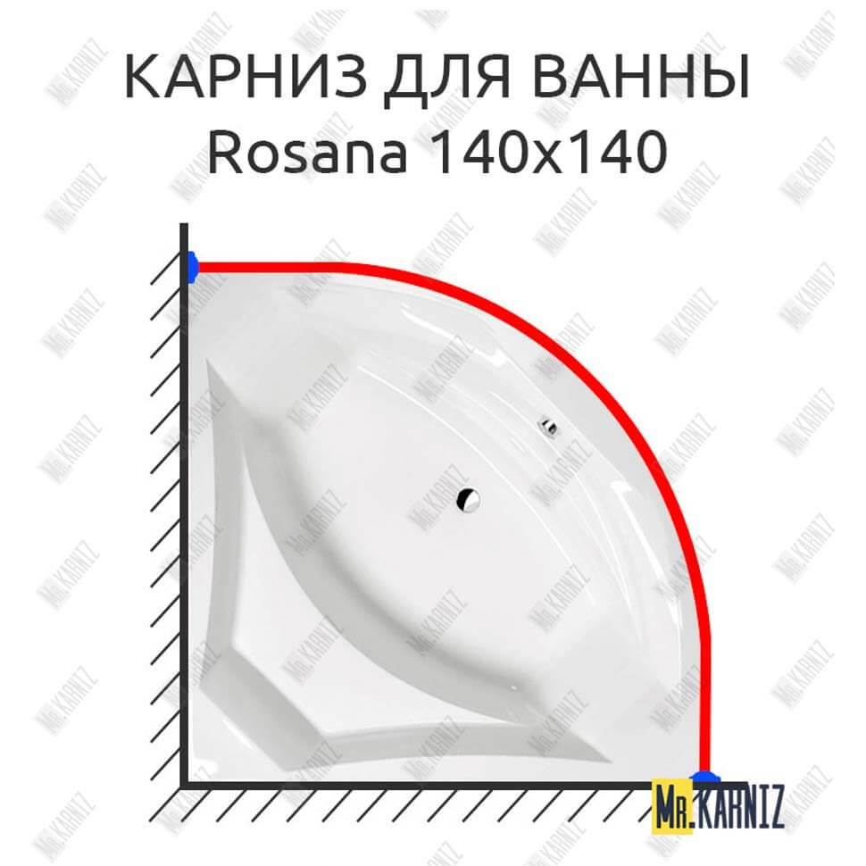 Карниз для ванны Alpen Rosana 140х140 (Усиленный 25 мм) MrKARNIZ