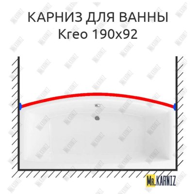 Карниз для ванны Excellent Kreo Передний борт 190х92 Усиленный 20 мм MrKARNIZ