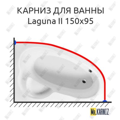 Карниз для ванны Excellent Laguna II 150х95 Усиленный 20 мм MrKARNIZ