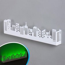 Полка для комнаты металлическая с подсветкой белая. Ночник в спальню на стену