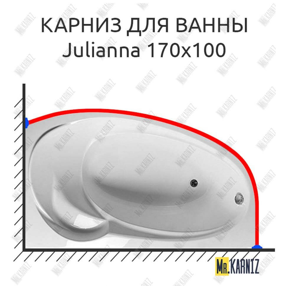 Карниз для ванны 1 MarKa Julianna 170х100 (Усиленный 25 мм) MrKARNIZ