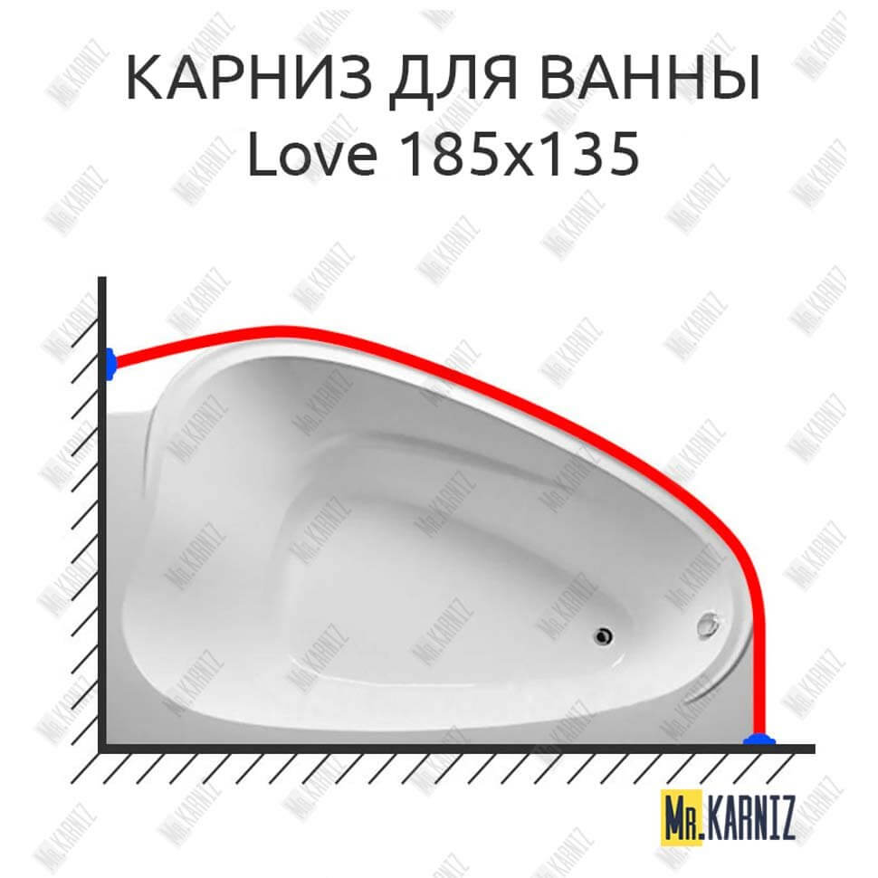 Карниз для ванны 1 MarKa Love 185х135 (Усиленный 25 мм) MrKARNIZ