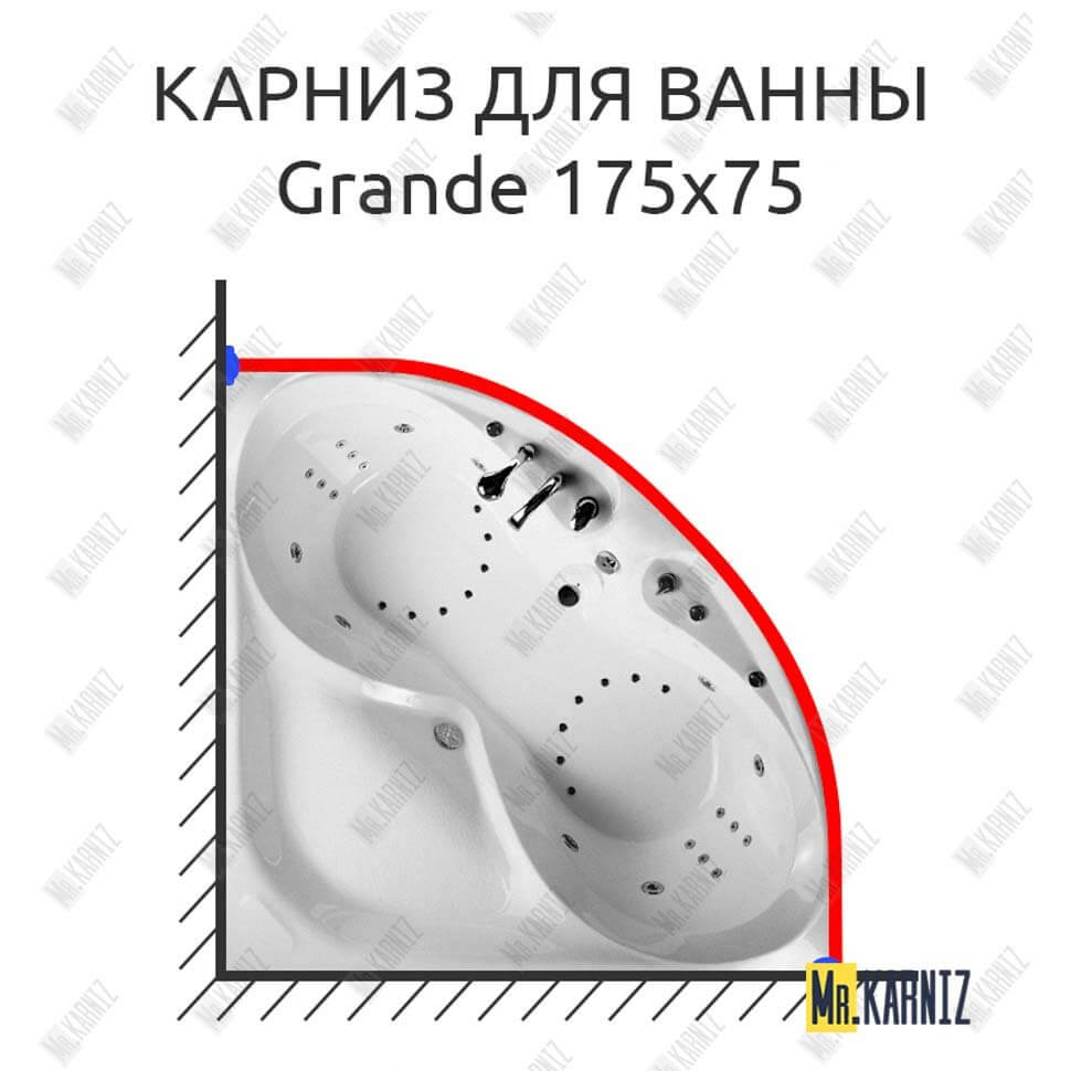 Карниз для ванны Balteco Grande 175х175 (Усиленный 25 мм) MrKARNIZ