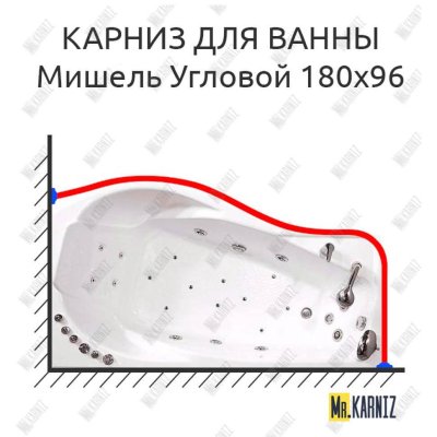 Карниз для ванны Triton Мишель Угловой 180х96 Усиленный 20 мм MrKARNIZ