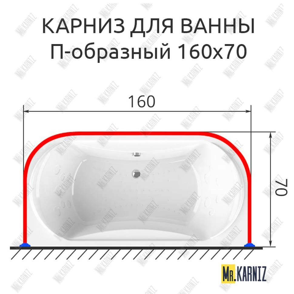 Карниз для ванны П-образный 160х70 (Усиленный 25 мм) MrKARNIZ