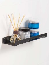 Настенная навесная полка для ванной комнаты с бортиком 30x9x3 черная